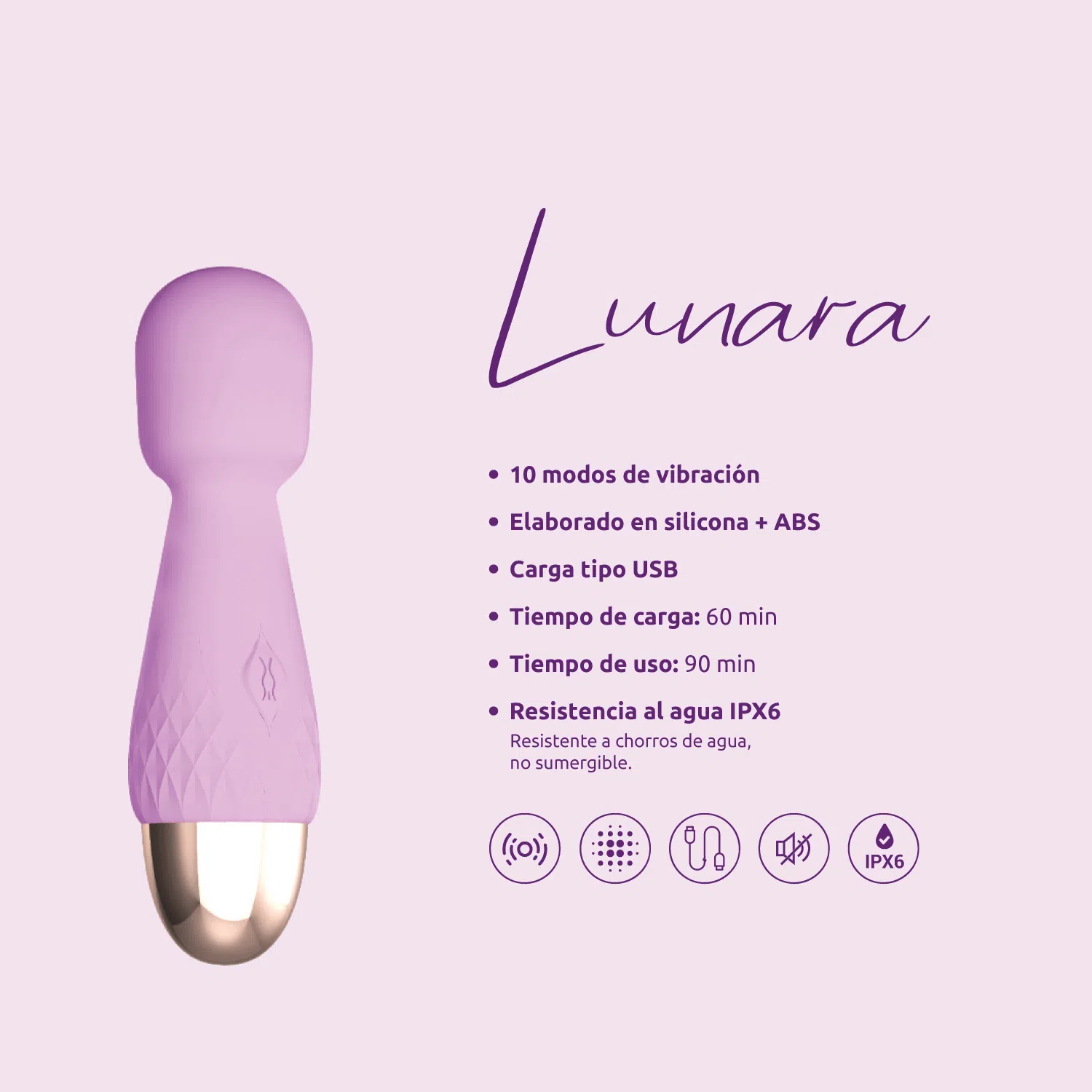 Vibrador Hitachi Lunara Lila - Imagen 7